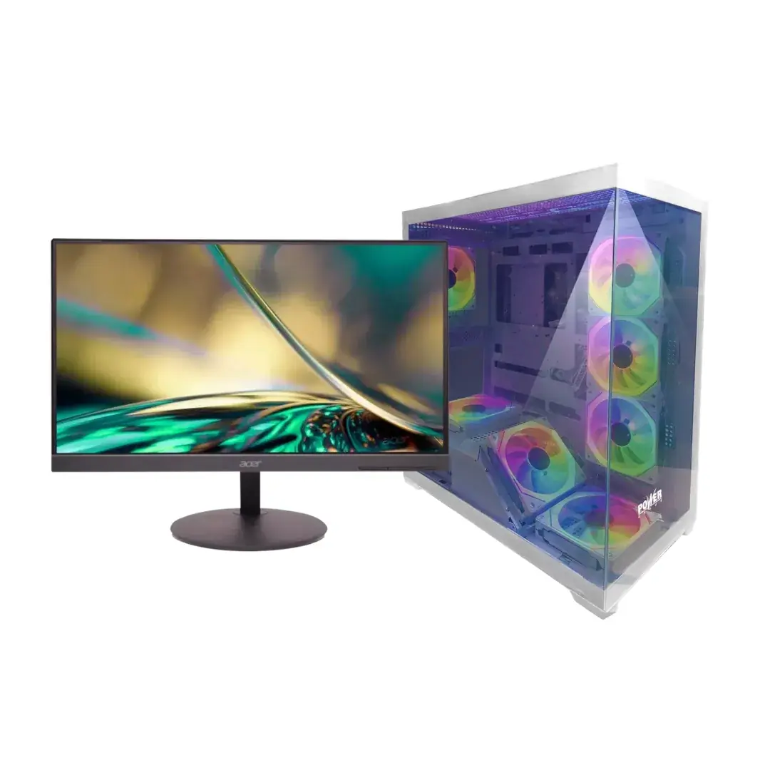 Computador Gamer PW R87162F5W-2 blanco (quitar pantalla) + Monitor Acer 23.8" KA242Y (Equipo Power Group R87162F5W-2 blanco (quitar pantalla) + Monitor Acer 23.8" KA242Y) — Equipos PC armados Power Group y escritorios para setup gamer.