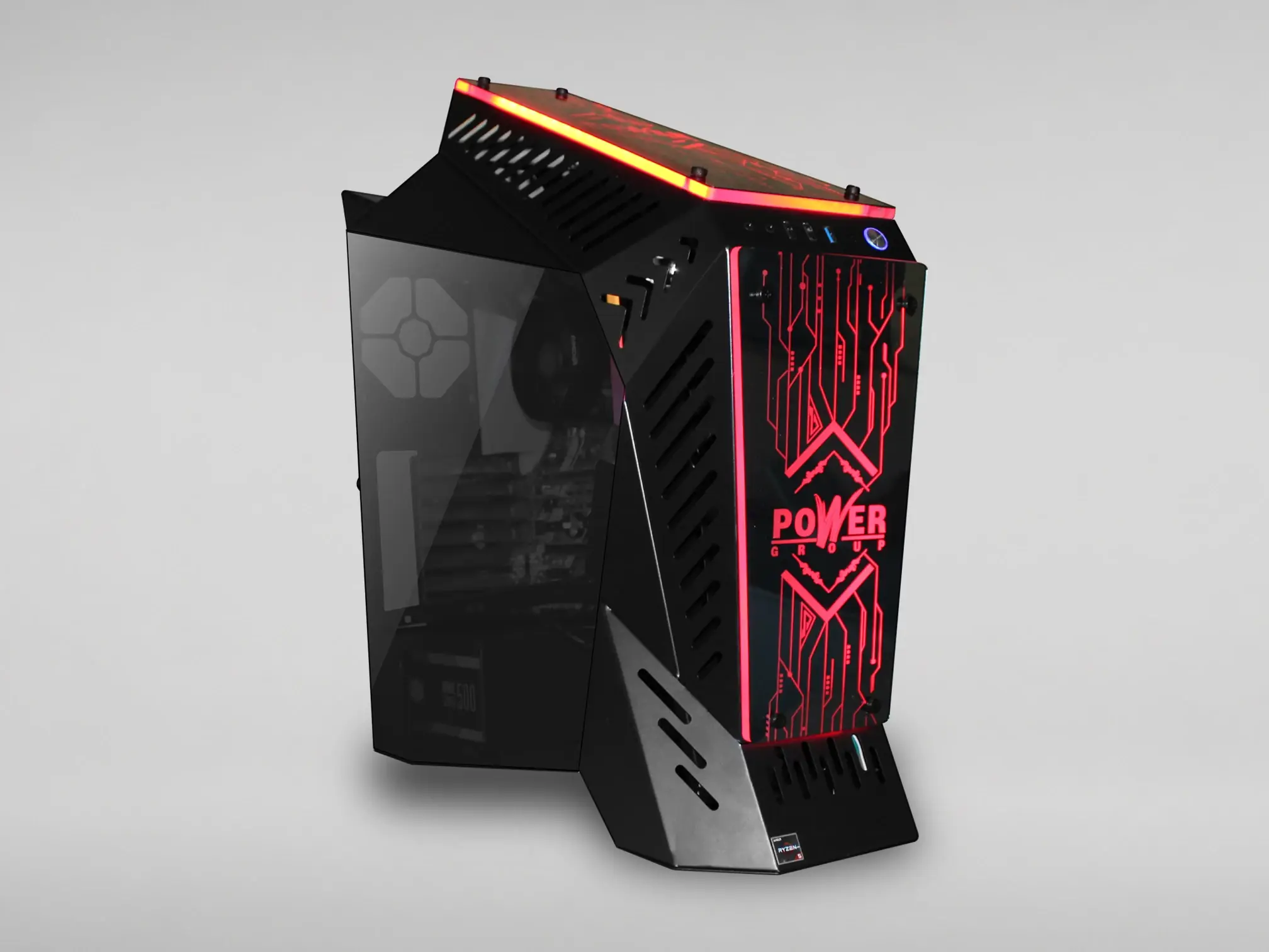 F913B (sin fuente) — Gabinetes con y sin vidrio templado, RGB y airflow.