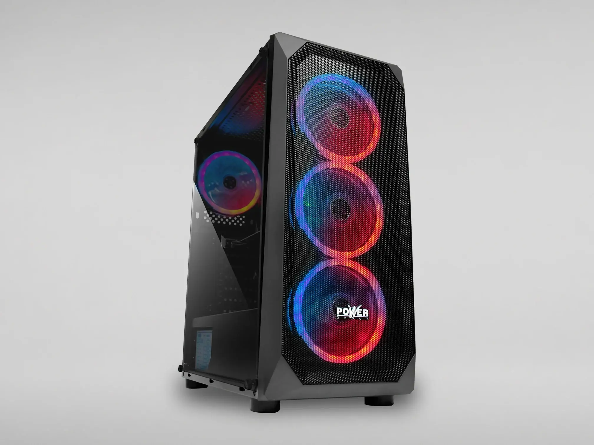 L18 (Power Group, sin fuente) — Gabinetes con y sin vidrio templado, RGB y airflow.