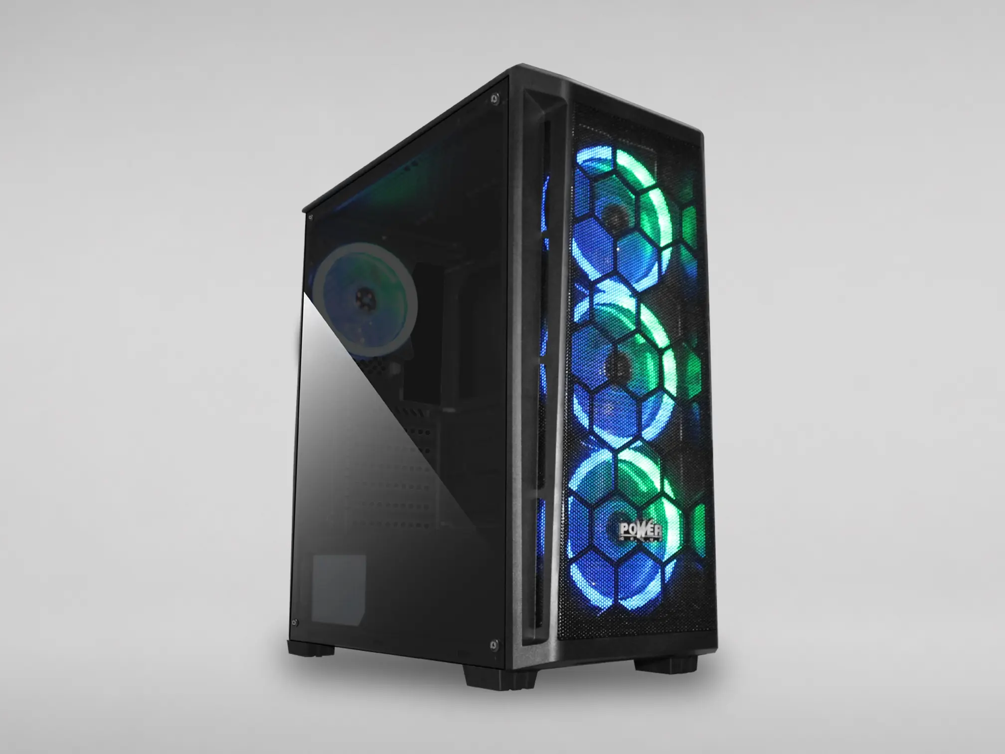 L25 (Power Group, sin fuente) — Gabinetes con y sin vidrio templado, RGB y airflow.