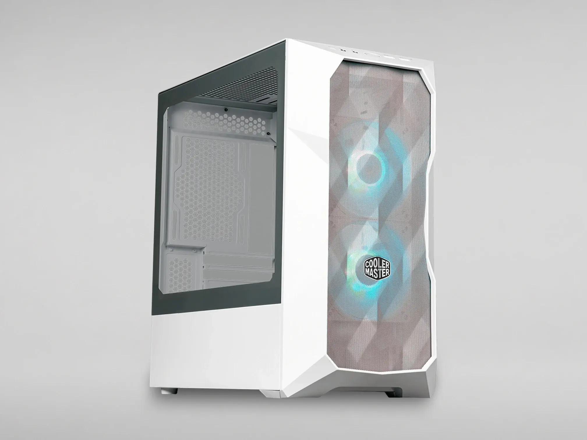 TD300 MESH Formato Micro ATX White (Cooler Master, sin fuente) — Gabinetes con y sin vidrio templado, RGB y airflow.